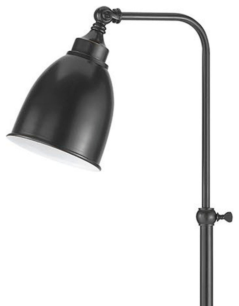 Darkened Bronze Adjustable Height Floor Lamp With Metal Dome Shade