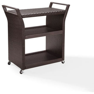 Palm Harbor Outdoor Wicker Bar Cart