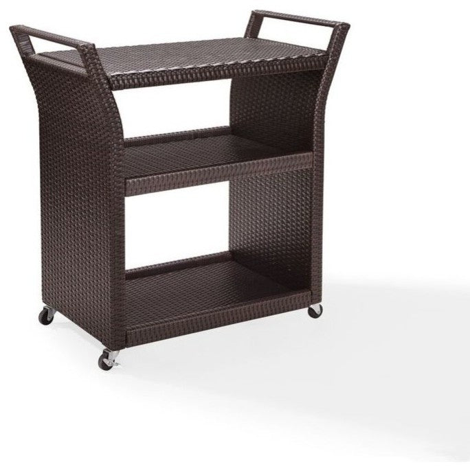 Palm Harbor Outdoor Wicker Bar Cart