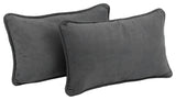 20"X12" Double-Corded Solid Microsuede Back Support Pillows Set of 2, Steel Gray