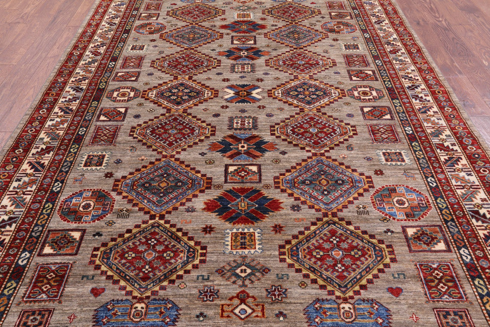 6' 9" X 9' 11" Super Kazak Hand-Knotted Wool Rug Q5814