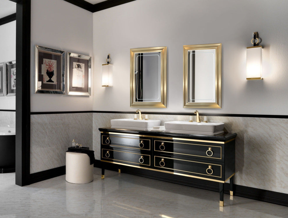 Led Lighted 24 Inch X 36 Inch Bathroom Gold Frame Mirror