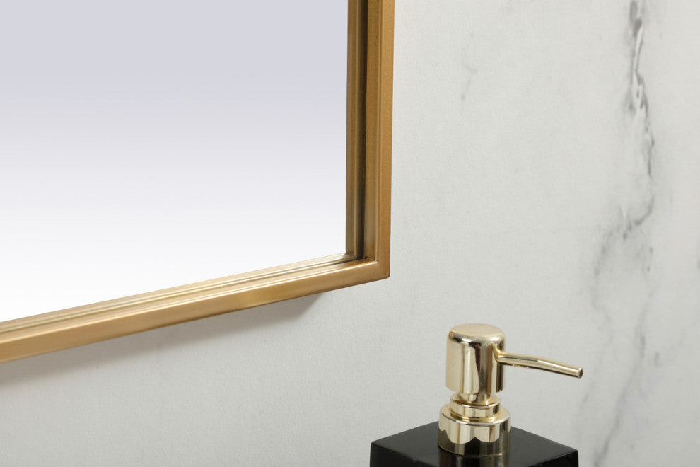 Elegant Decor Metal Frame Arch Mirror 42X38" in Brass