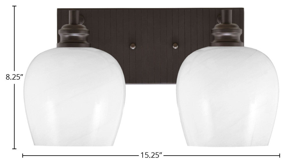 Edge 2-Light Bath Bar, Espresso Finish, 6" White Marble Glass