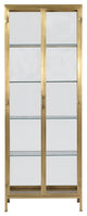 Carley 84" Tall Narrow Brass Finished Iron and Glass Display Cabinet
