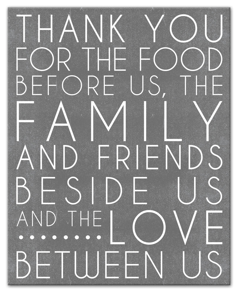 Food Blessing Prayer Gray Wall Art, 16"x20", Canvas