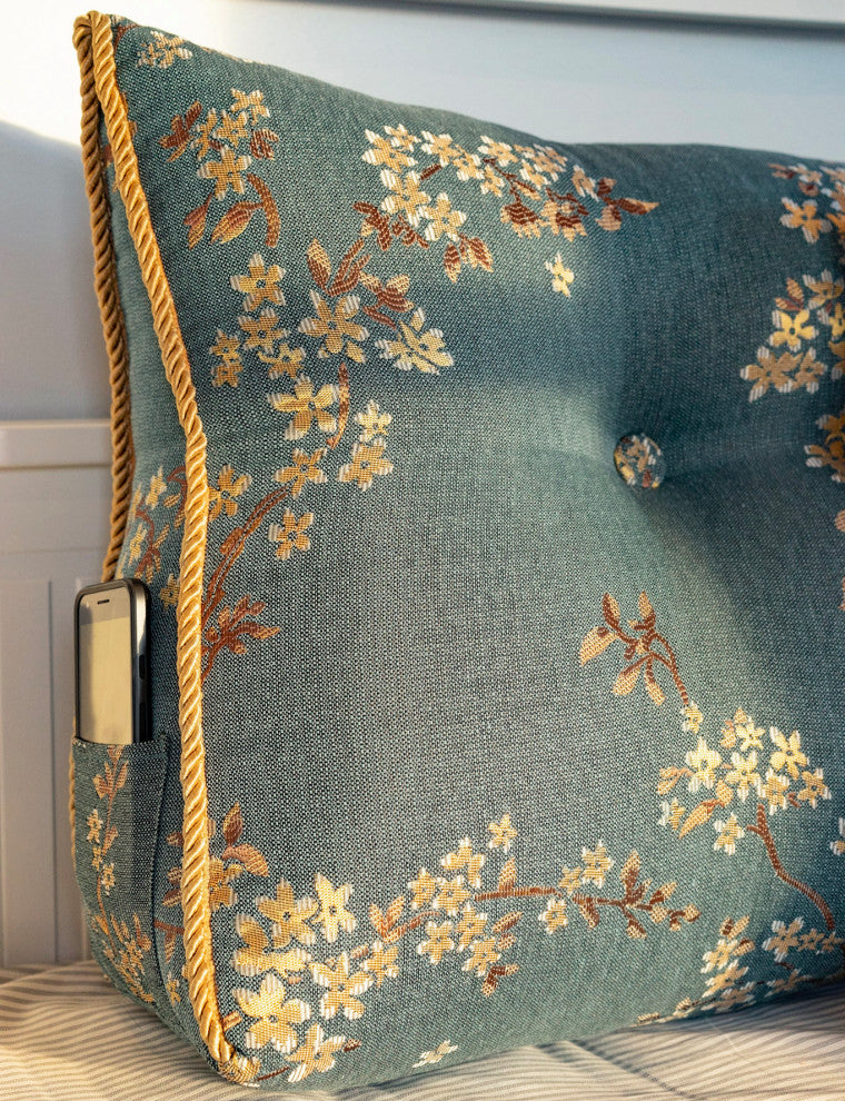WOWMAX Wedge Reading Pillow Floral Pattern Headboard Cushion for Twin Bed
