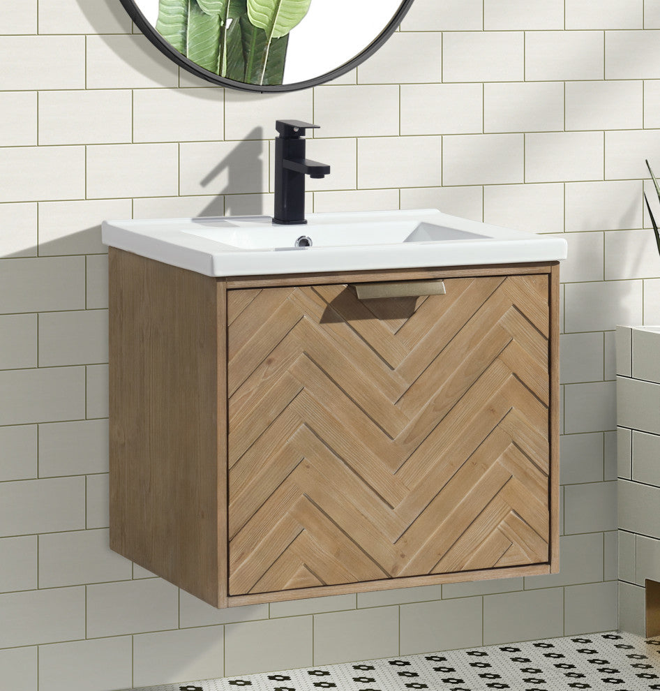Ari Kitchen and Bath Carlsbad 24" Floating Bathroom Vanity Weathered Fi