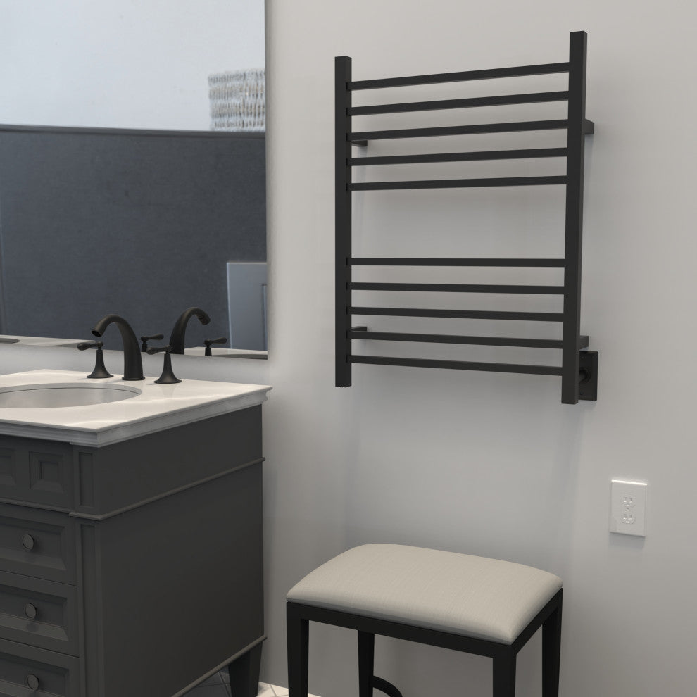 Radiant Square Hardwired plug in combo Towel Warmer, Matte Black