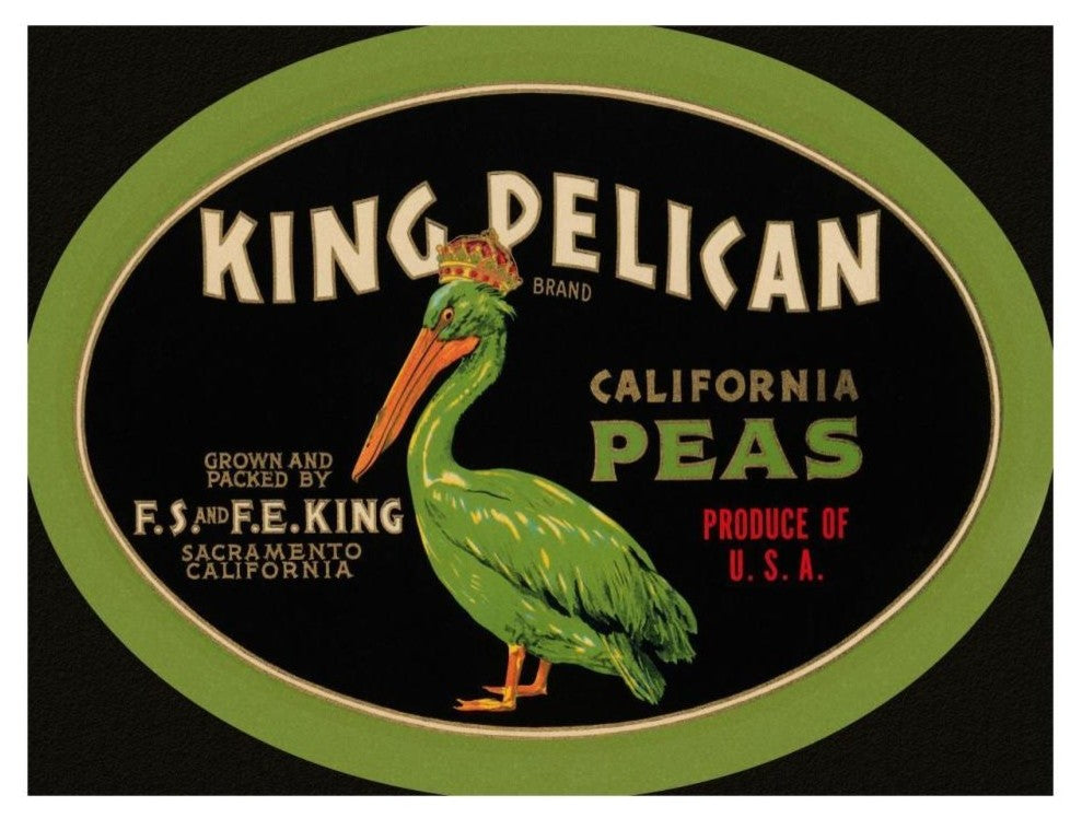 "King Pelican California Peas" Digital Paper Print by Retrolabel, 32"x25"