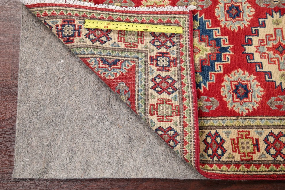 Traditional Kazak Hand-Knotted Pakistani Oriental Runner Rug, Red, 5'10"X2'0"