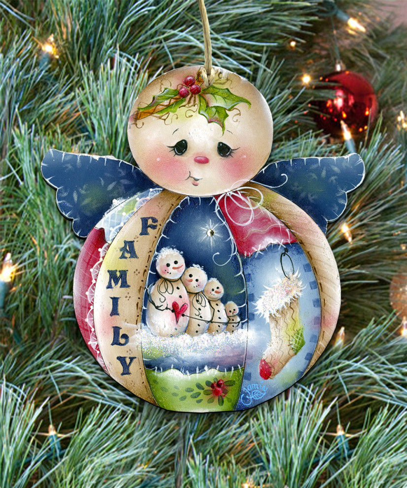 Family Snowman Wooden Ornament
