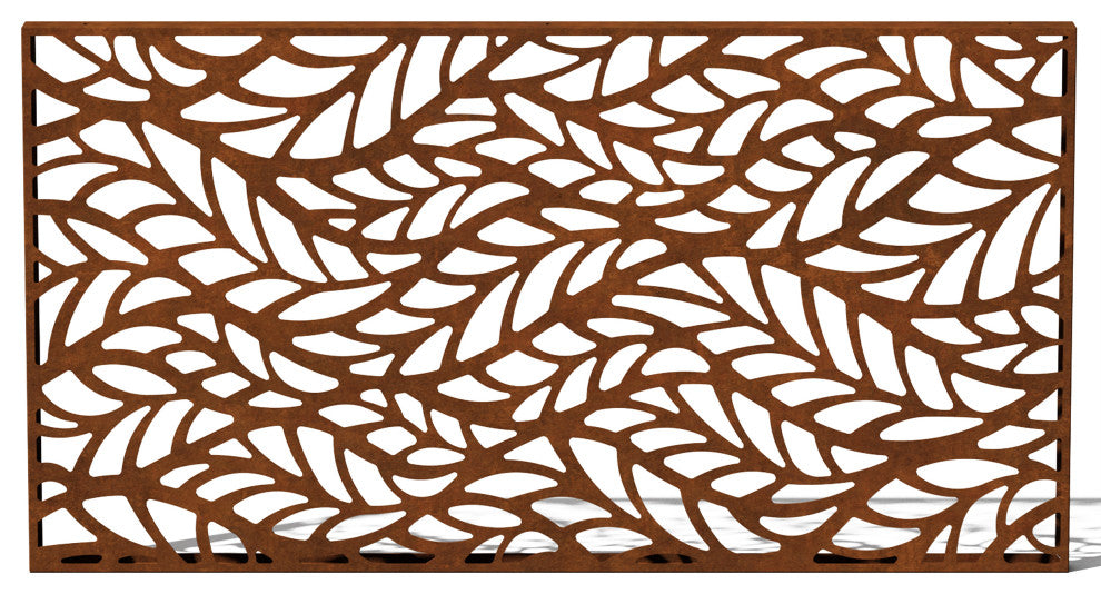 Alta Corten Steel Decorative Screen Panel, Flowleaf