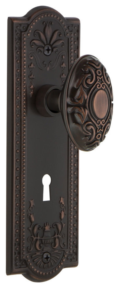 Meadows Plate Passage Victorian Knob, Timeless Bronze