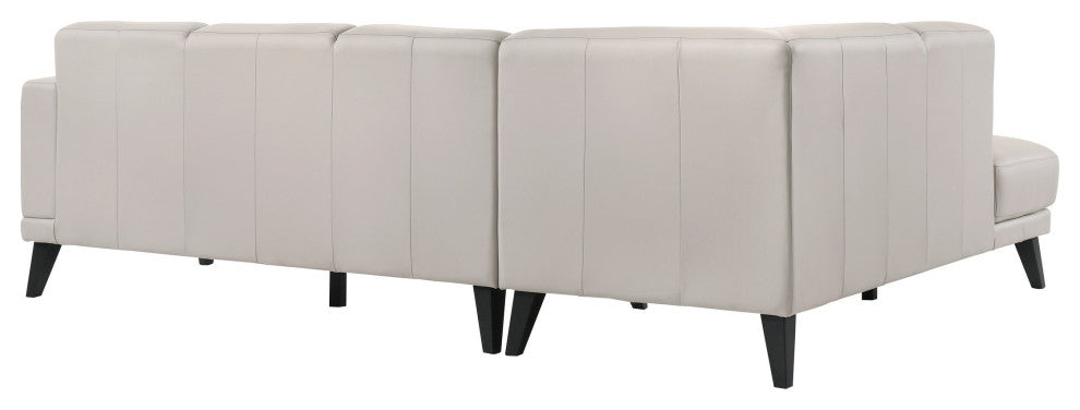 Benzara BM293331 Right Arm Facing Sofa, Mist Gray, Genuine Italian Leather