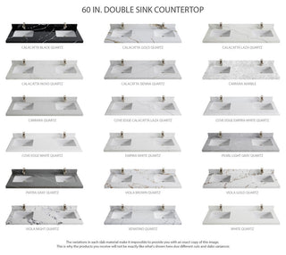 Chicago 60" Double Sink Bathroom Vanity, Black 2" Viola Night