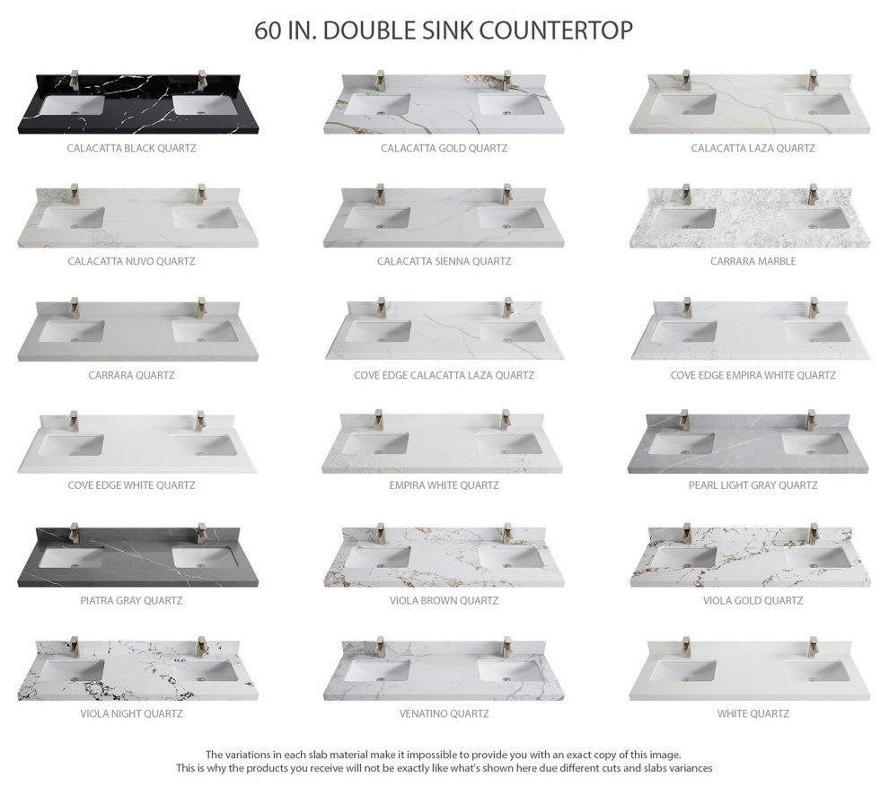 Chicago 60" Double Sink Bathroom Vanity, Black 2" Viola Night