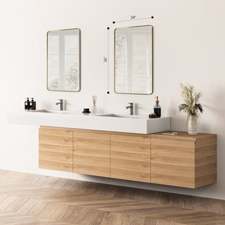 Nettuno Rectangle Bathroom/Vanity Aluminum Framed Wall Mirror, Brushed Gold, 24"