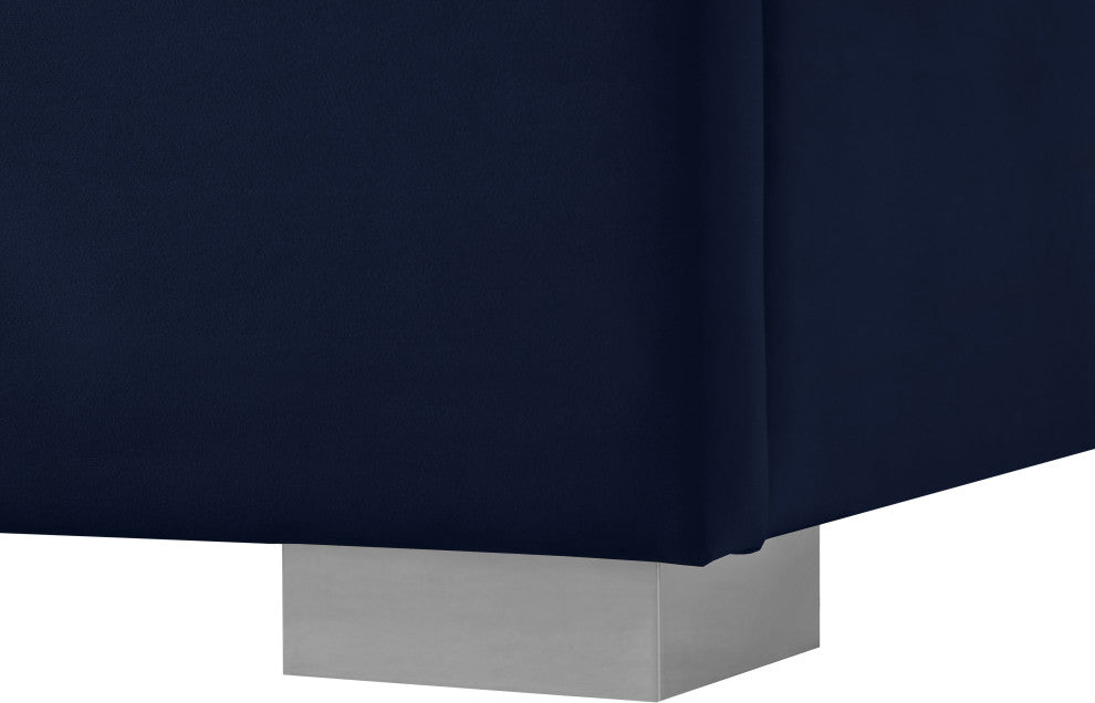 Nora Velvet Upholstered Bed, Navy, Queen