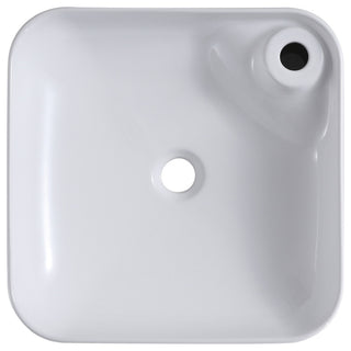 Leonis 17" Square White Finish Ceramic Vessel Bathroom Vanity Sink