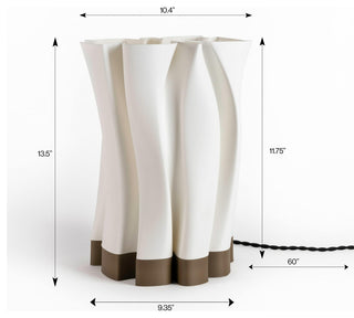 Flame 13.5" Bohemian Plant-Based PLA Dimmable LED Table Lamp, White/Brown