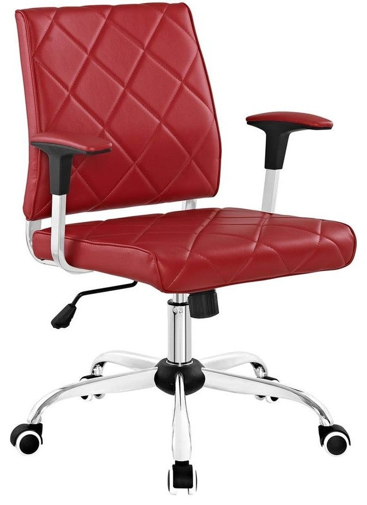 Modern Contemporary Vinyl Office Chair, Red, Vinyl Leather