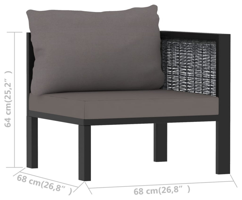 vidaXL Sectional Corner Sofa With Left Armrest Poly Rattan Anthracite