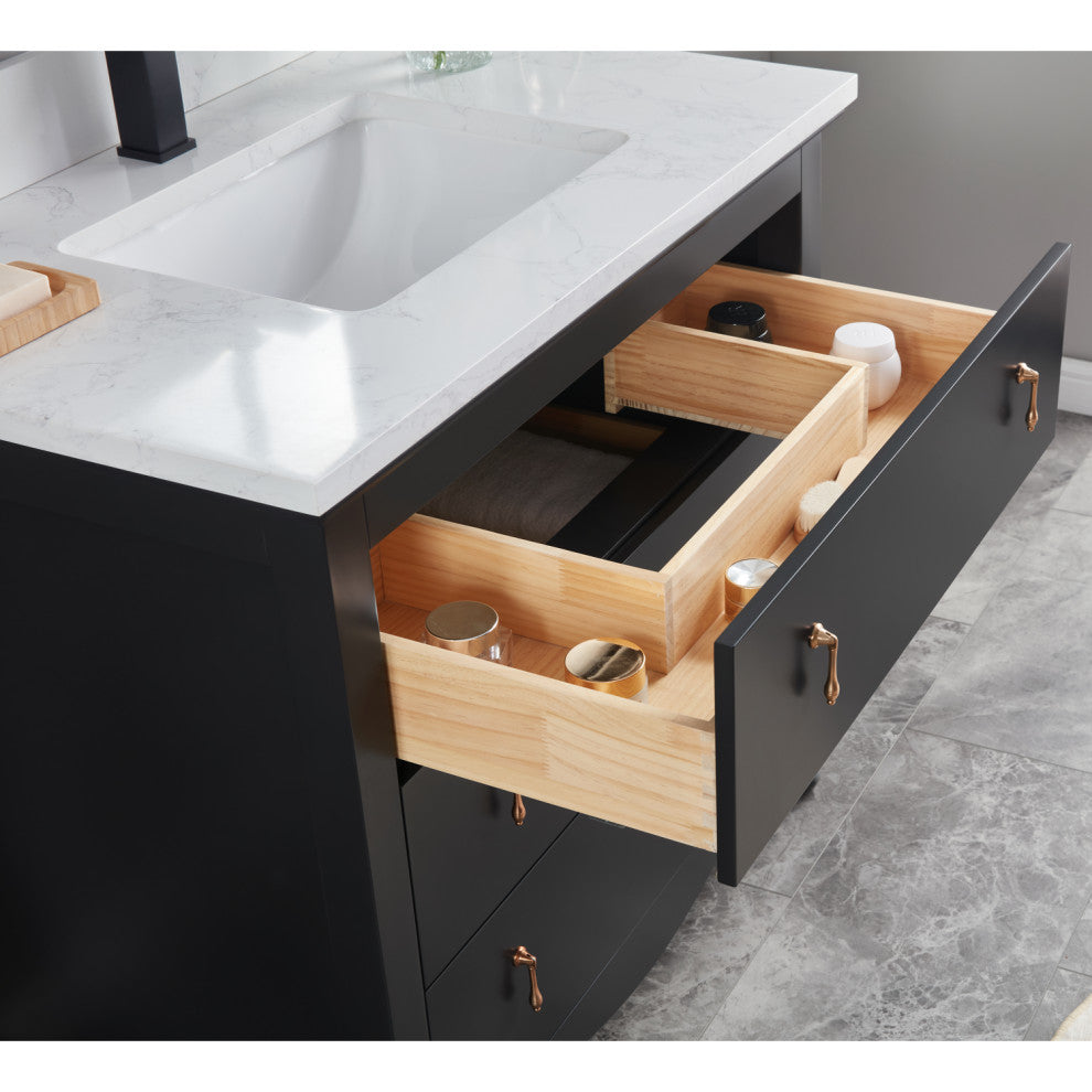 Legion Furniture WS2512 Series Bathroom Sink Vanity, Tricorn Black, 36", Artificial Stone Top, Single Sink