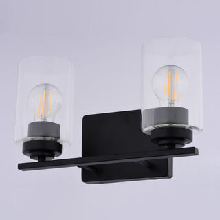 Park Ridge 4.75" 1-Light Black Bathroom Vanity Fixture, Clear Glass Shade, Matte Black, 2-Light