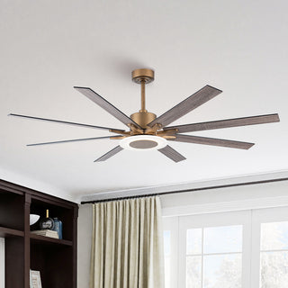65 in Integrated LED Reversible Antique Gold Ceiling Fan With Remote Control