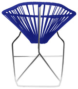 Acapulco Indoor/Outdoor Handmade Rocker, Deep Blue Weave, Chrome Frame