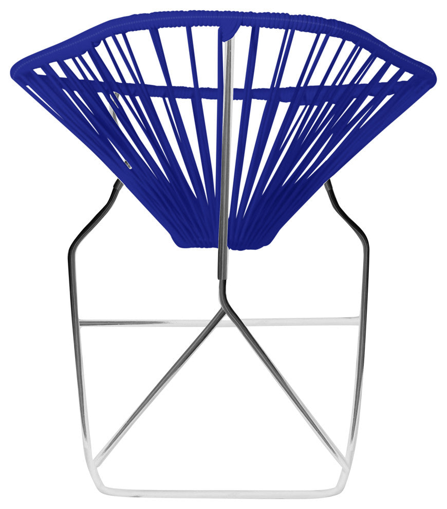 Acapulco Indoor/Outdoor Handmade Rocker, Deep Blue Weave, Chrome Frame