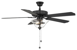 52" 2-Light Ceiling Fan, Matte Black, Matte Black