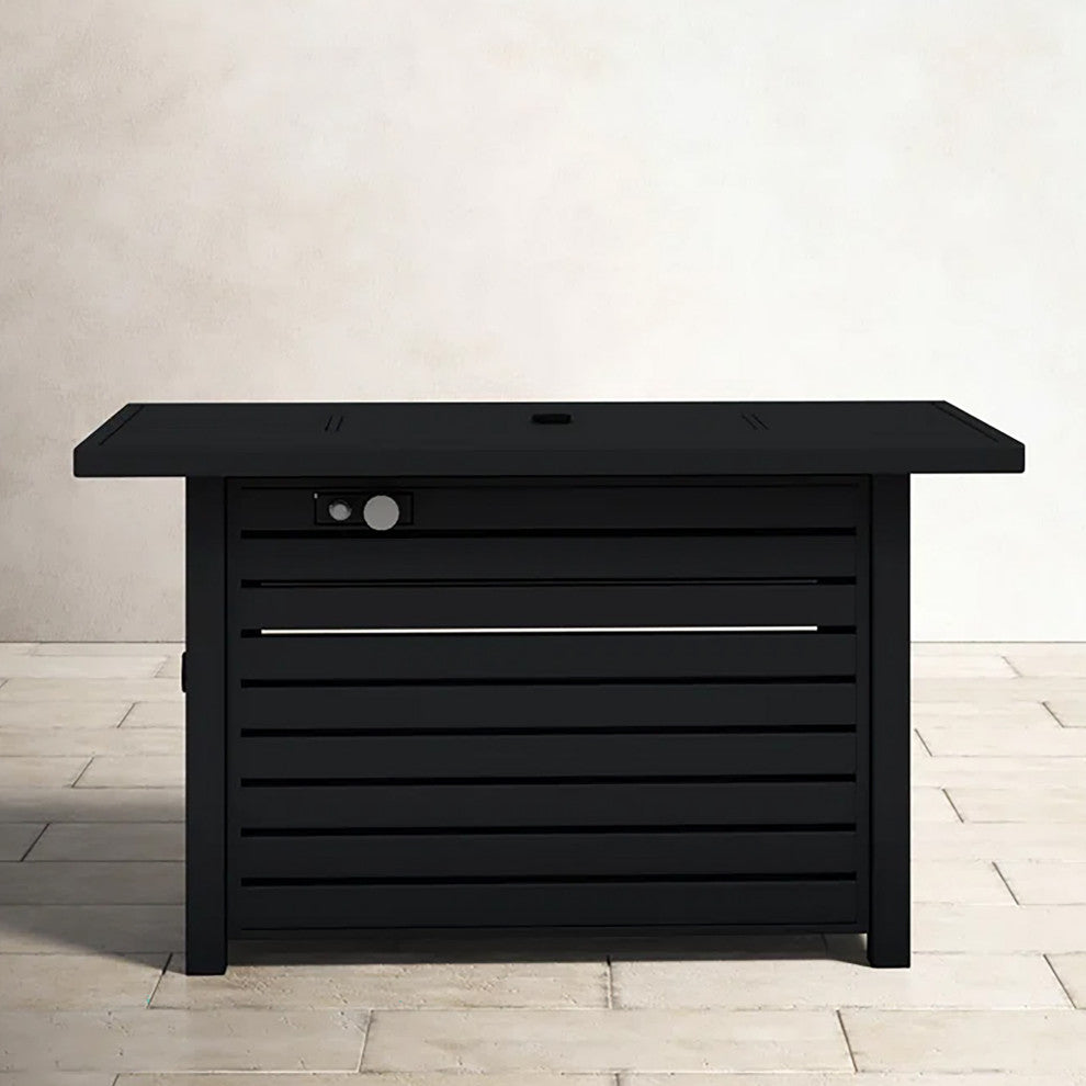 Steel Outdoor Fire Pit Table With Lid, Black