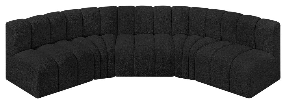 Arc Boucle Fabric Upholstered 5-Pc. U-Shaped Modular Sectional, Black