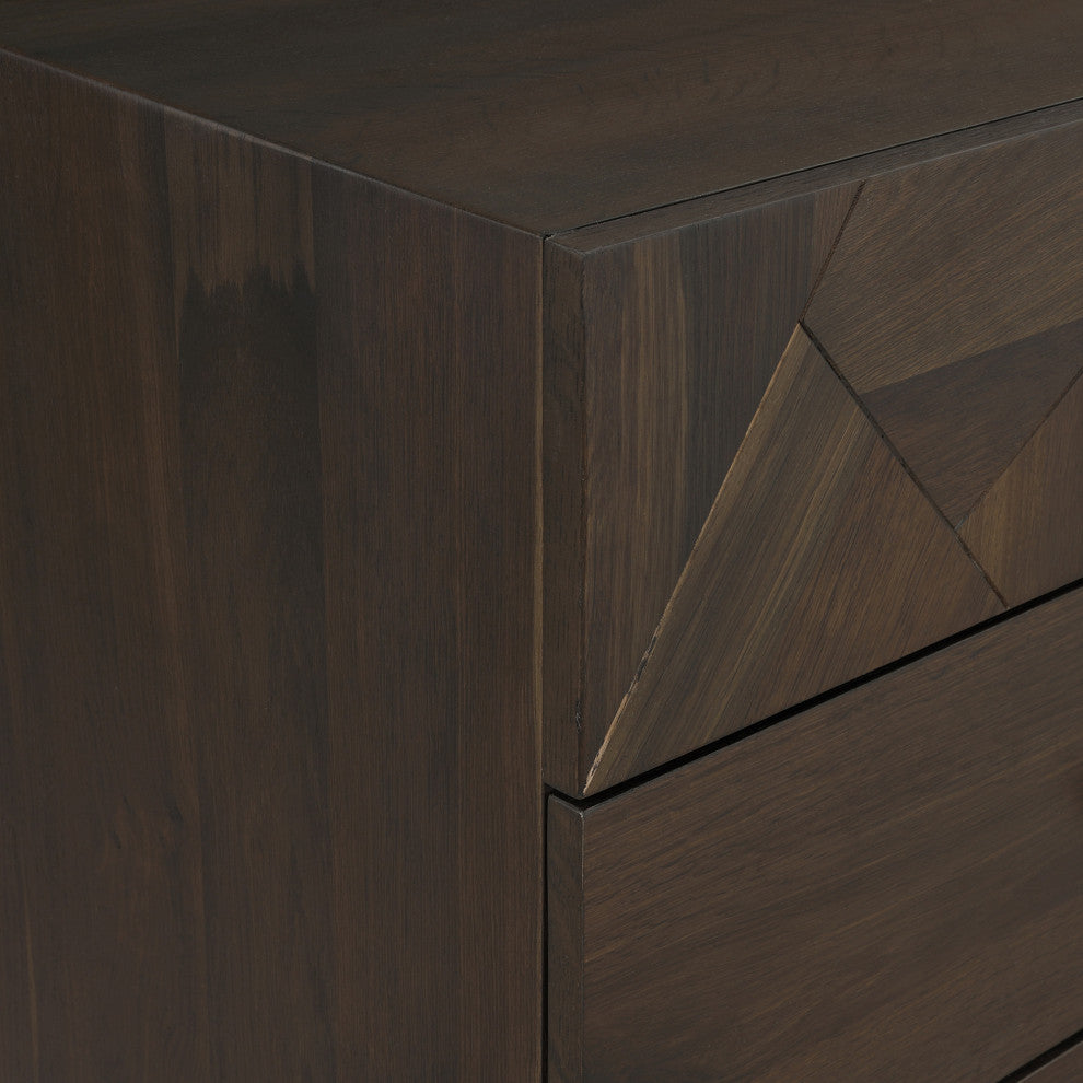 Marquis 6 Drawer Oak Wood Dresser with Black Metal Legs