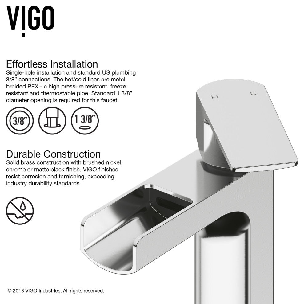 VIGO Ileana 7" H Single Handle Single Hole Bathroom Faucet, Chrome, Without Extras