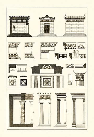 Hellenic Chapel and Decorative Forms - Gallery Wrapped Canvas Art 28" x 42"