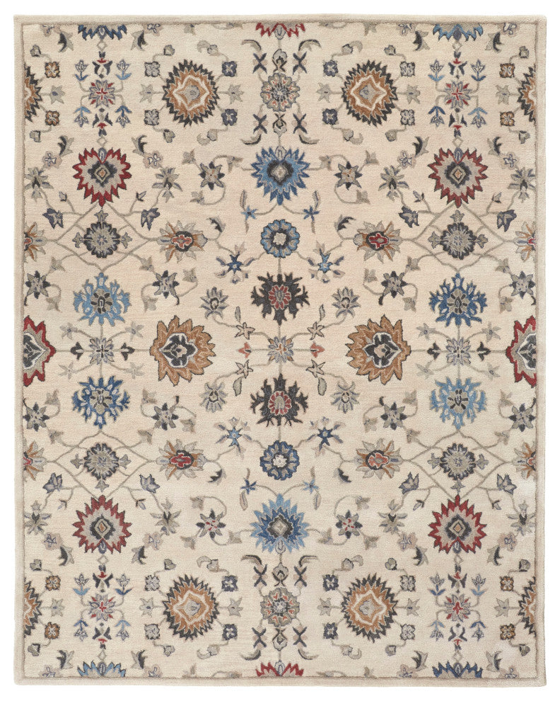 Weave & Wander Mattias Persian Ivory Sand/Blue/Red Rug, 9' X 12'