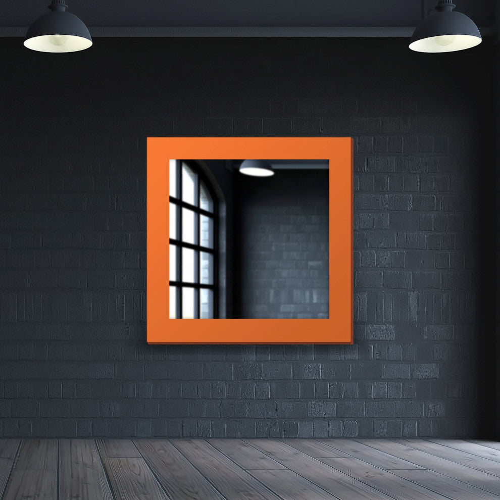 36"x36" Pop of Color Wall/Floor Mirror Art, Modern Orange