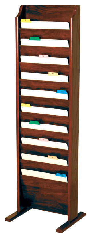 Free Standing 10 Pocket Letter Size File Holder, Mahogany
