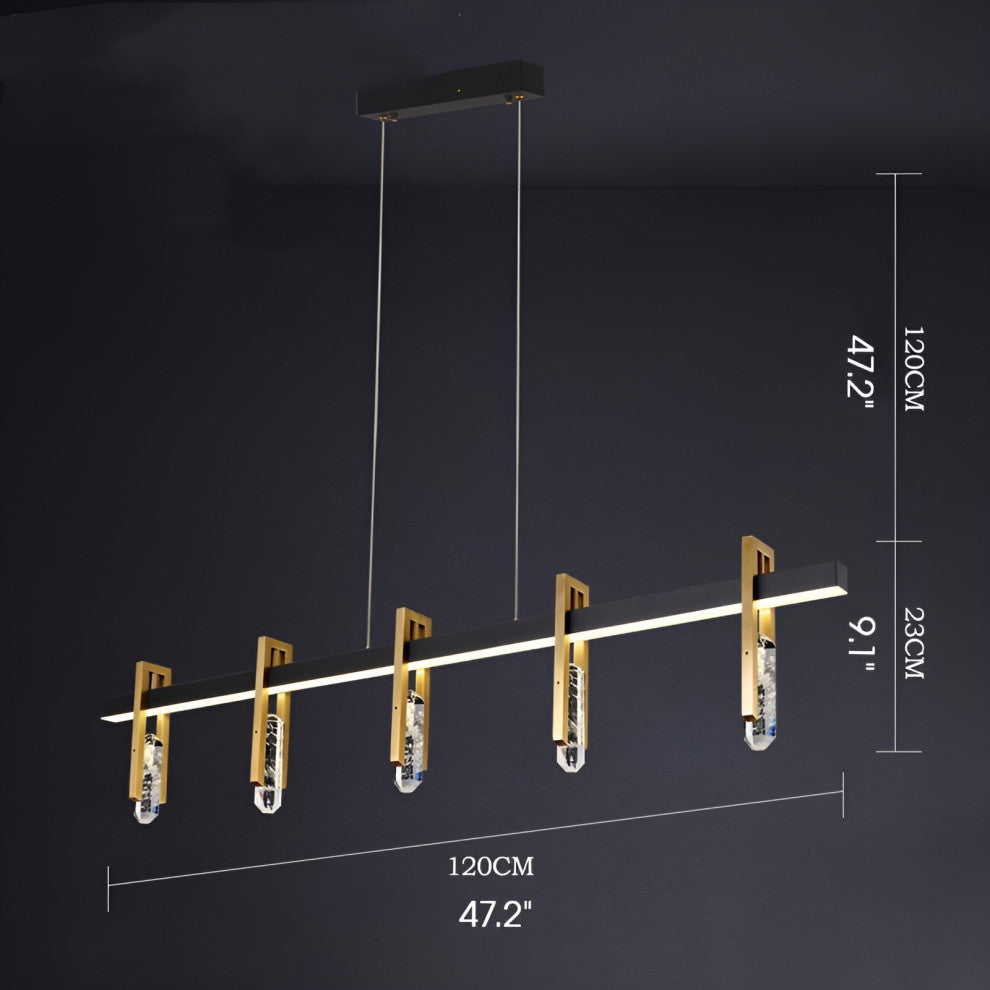 Finale Ligure | Postmodern Copper Crystal Pendant Lamp, 5 Lights