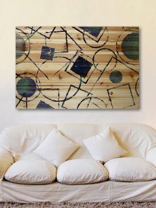 "Shape Party" Painting Print on Natural Pine Wood