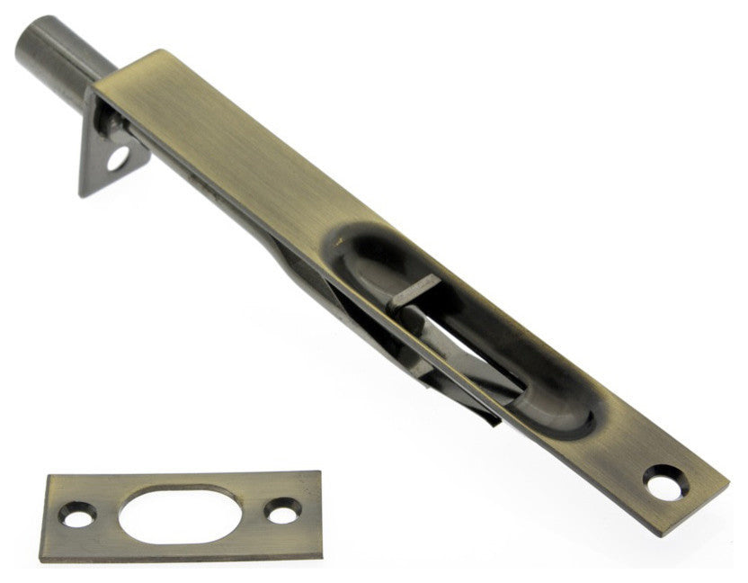 Genuine Solid Brass 6" Flush Bolt With Square End, Antique Brass