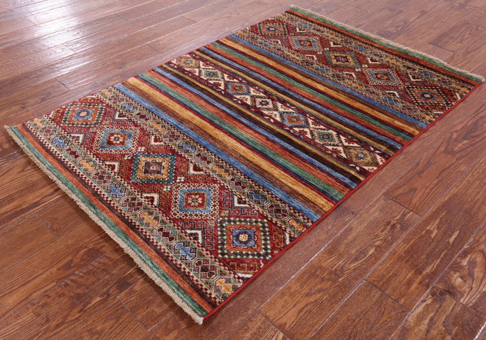Khorjin Super Kazak Hand Knotted Wool Rug 3' 3" X 4' 10" - Q12321