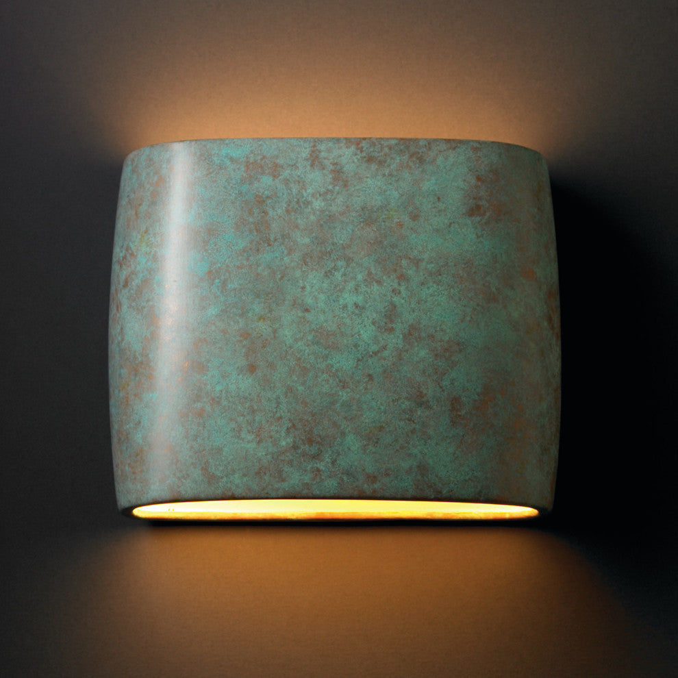 Ambiance Wide ADA Oval Wall Sconce, Verde Patina, Incandescent