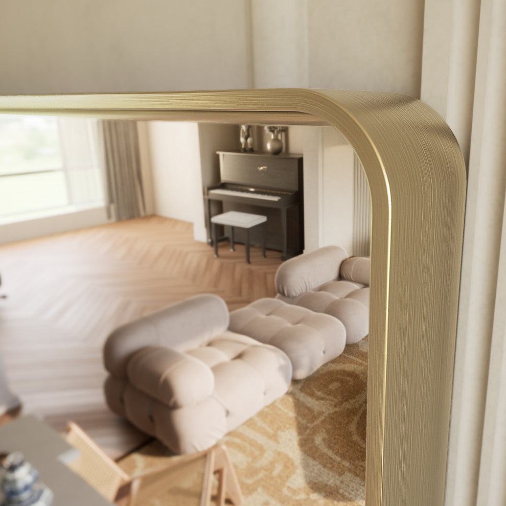 Metal Frame Decorative Rectangular Wall Mount Mirror, Gold, 48"x30"
