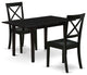 3-PieceDining Table Set 2 Dining Chairs, Butterfly Leaf Dining Table, Black