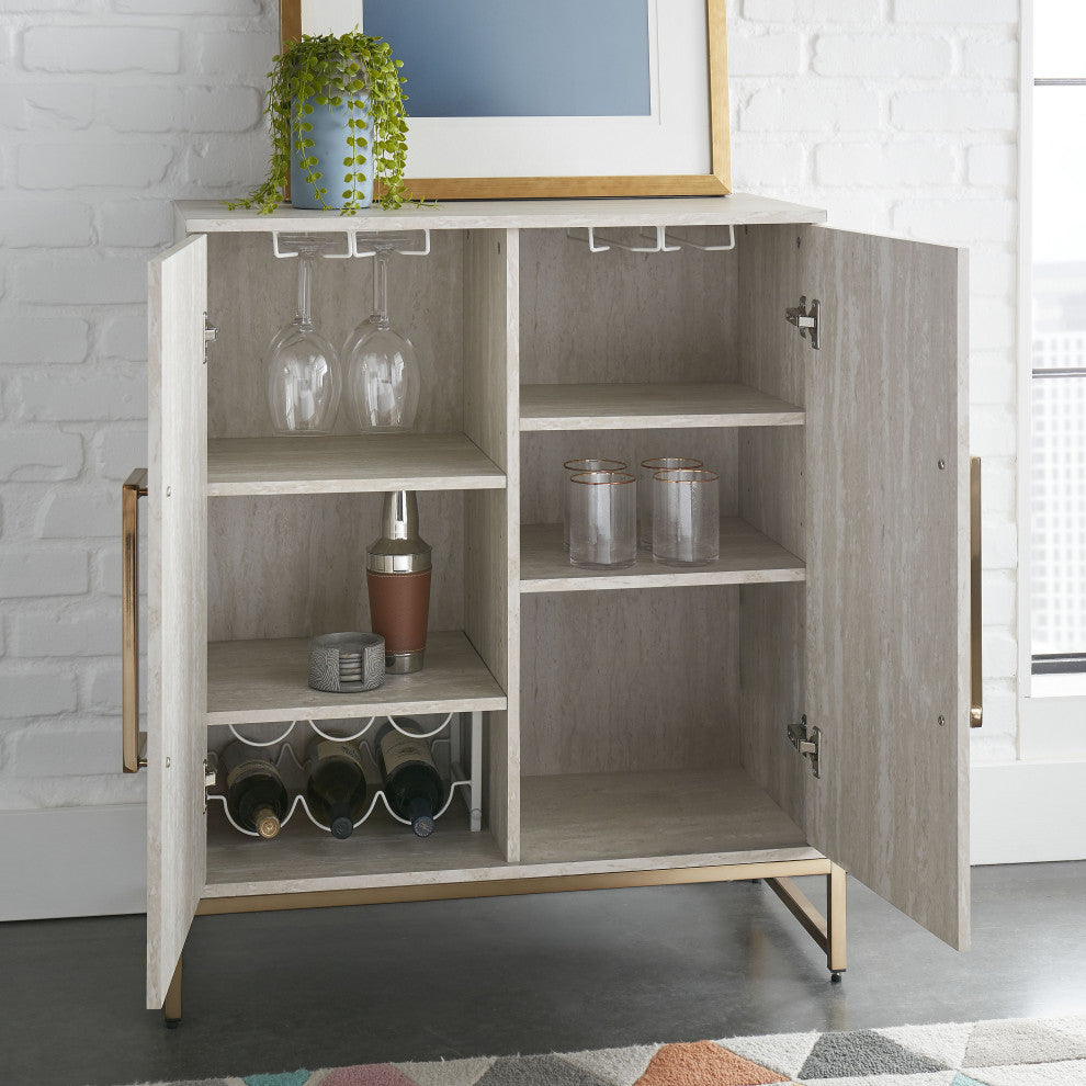 Larkin Faux Marble Wine Cabinet