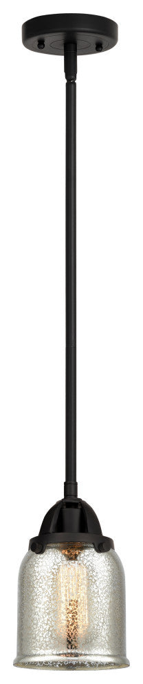 Small Bell Mini Pendant, Matte Black, Silver Plated Mercury